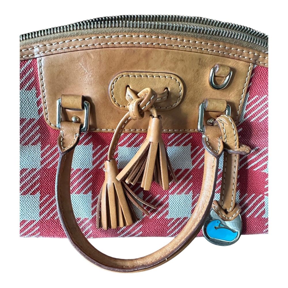 Dooney and Bourke Red Gingham Canvas Tote Bag
